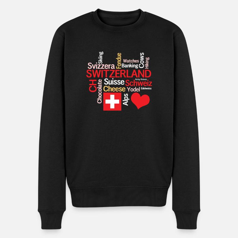 Ich liebe die Schweiz T-Shirt - Männer Premium Bio Pullover - Schwarz