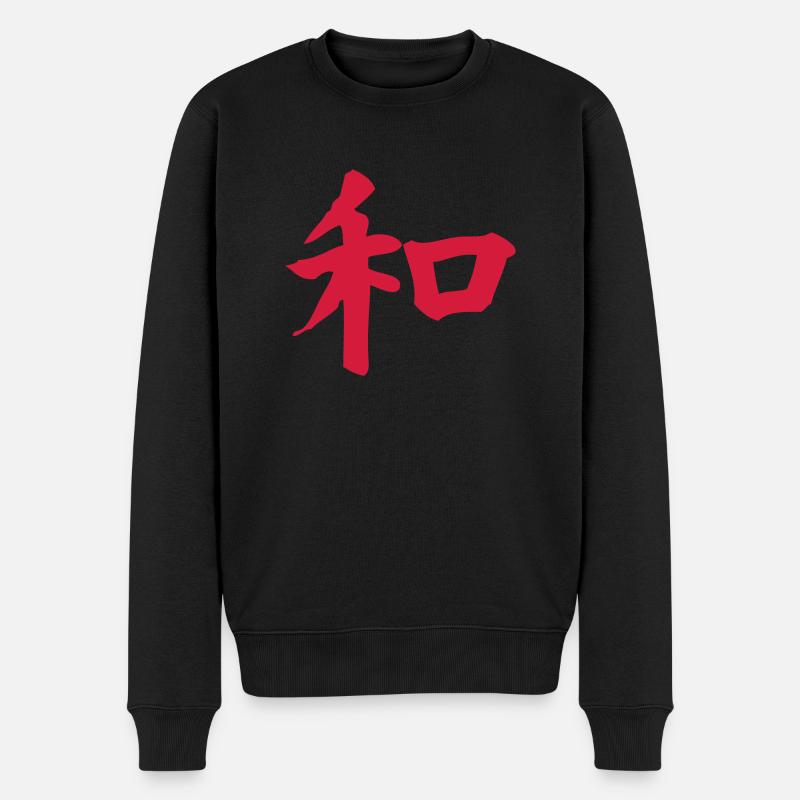 Kanji - Harmony - Männer Premium Bio Pullover - Schwarz