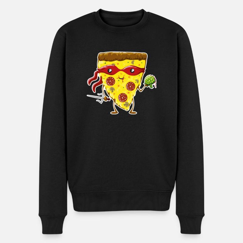Ninja Pizza eats turtle - Men's Premium Organic Jumper - black