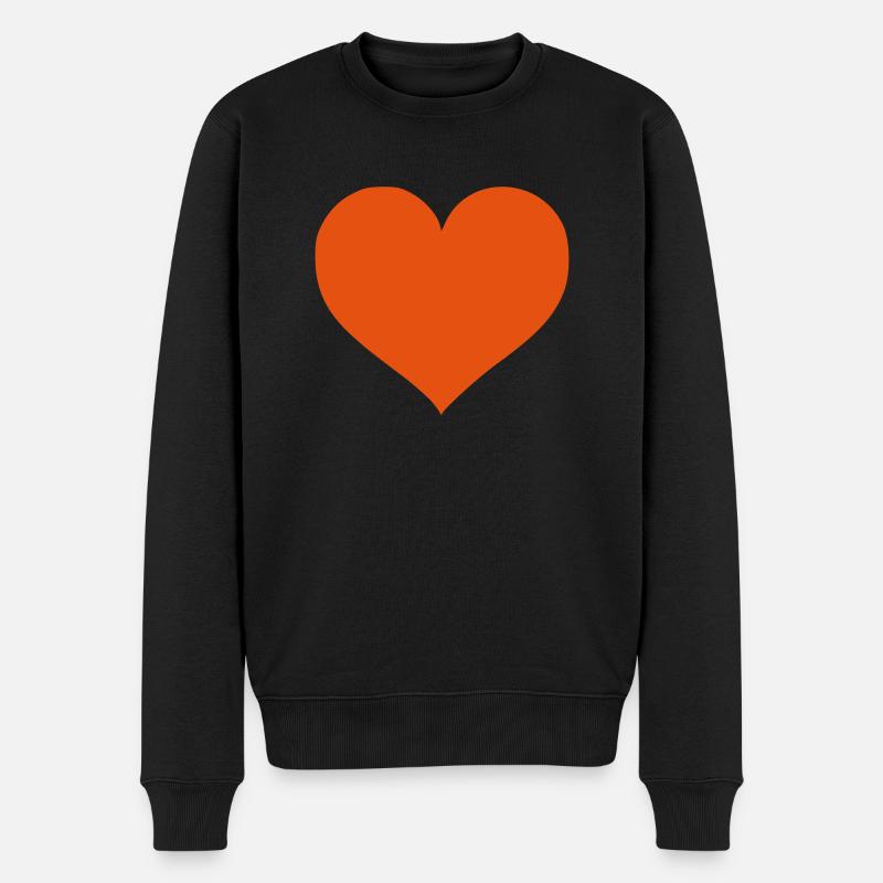 Herz - Männer Premium Bio Pullover - Schwarz
