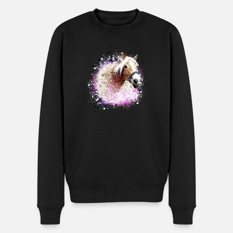 pferd,haflinger, graffiti, malerei, blau, pferde, - Männer Premium Bio Pullover - Schwarz