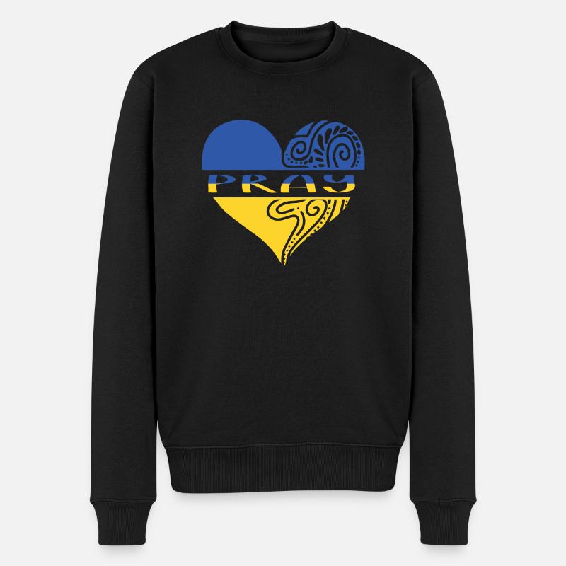 Ukraine Pray - Männer Premium Bio Pullover - Schwarz