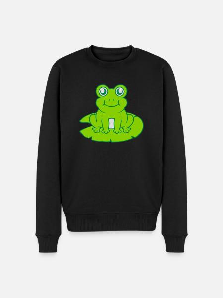 Frog sits water lily Seeblatt - Men's Premium Organic Jumper - black