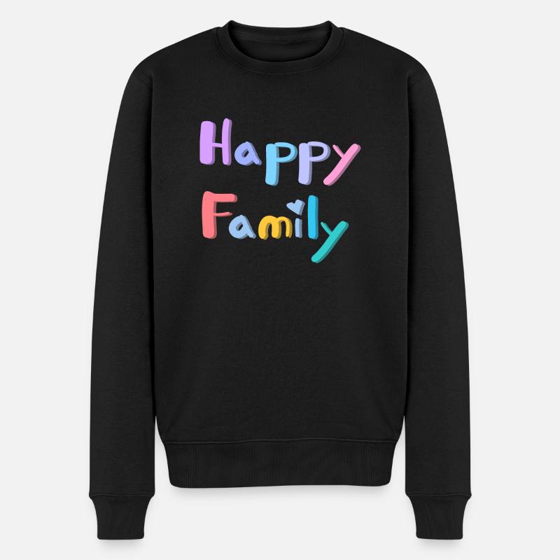 HAPPY FAMILY TEXT - Männer Premium Bio Pullover - Schwarz