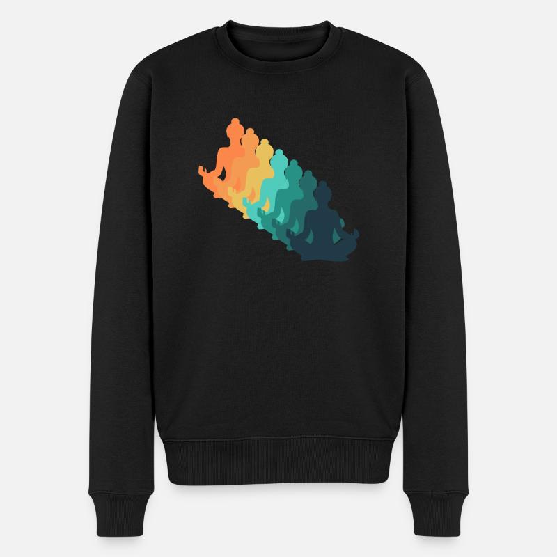 Retro Yoga - Männer Premium Bio Pullover - Schwarz