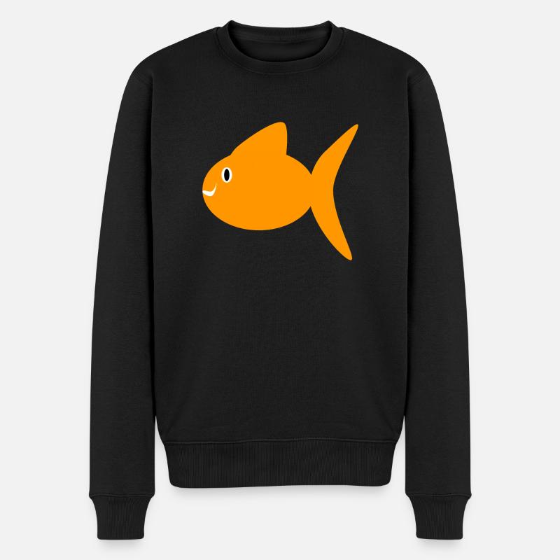 oranger Goldfisch - Männer Premium Bio Pullover - Schwarz