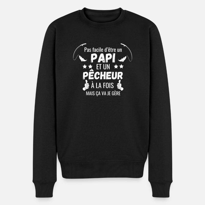 PAPI FISCHER - Männer Premium Bio Pullover - Schwarz