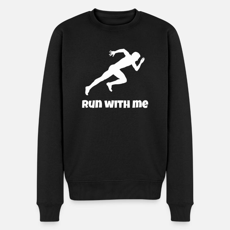 Lauf mit mir. - Männer Premium Bio Pullover - Schwarz