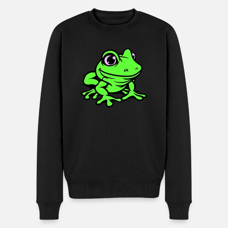 frosch comic - Männer Premium Bio Pullover - Schwarz