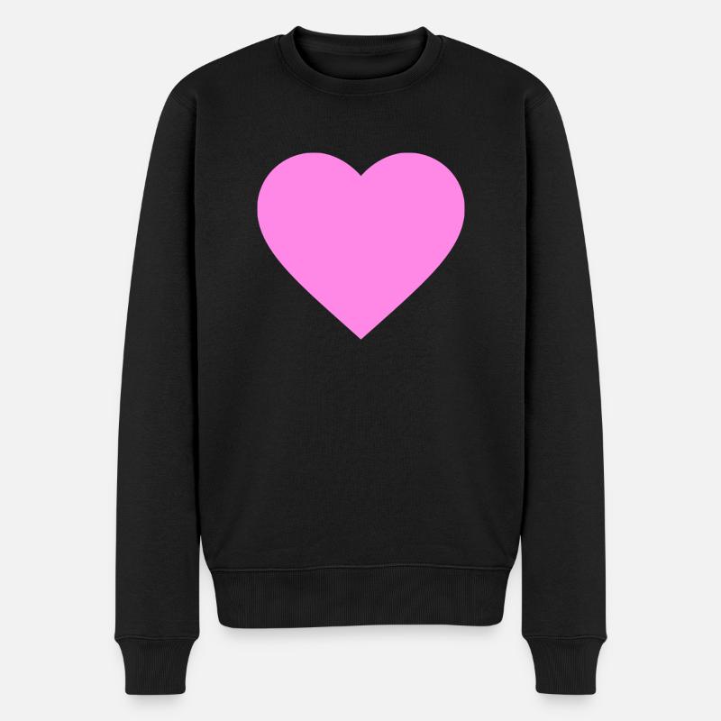 the pink/purple heart - Männer Premium Bio Pullover - Schwarz
