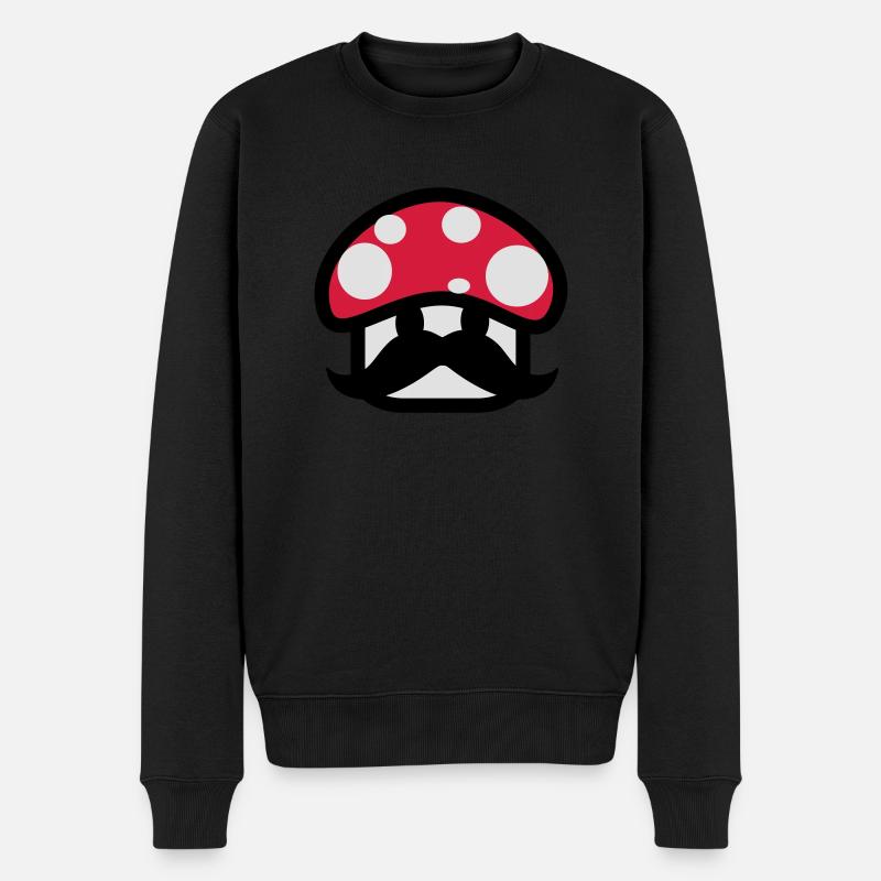 champignon avec moustache,dessin,jeux vidéo,drôle - Pull Premium bio Homme - noir