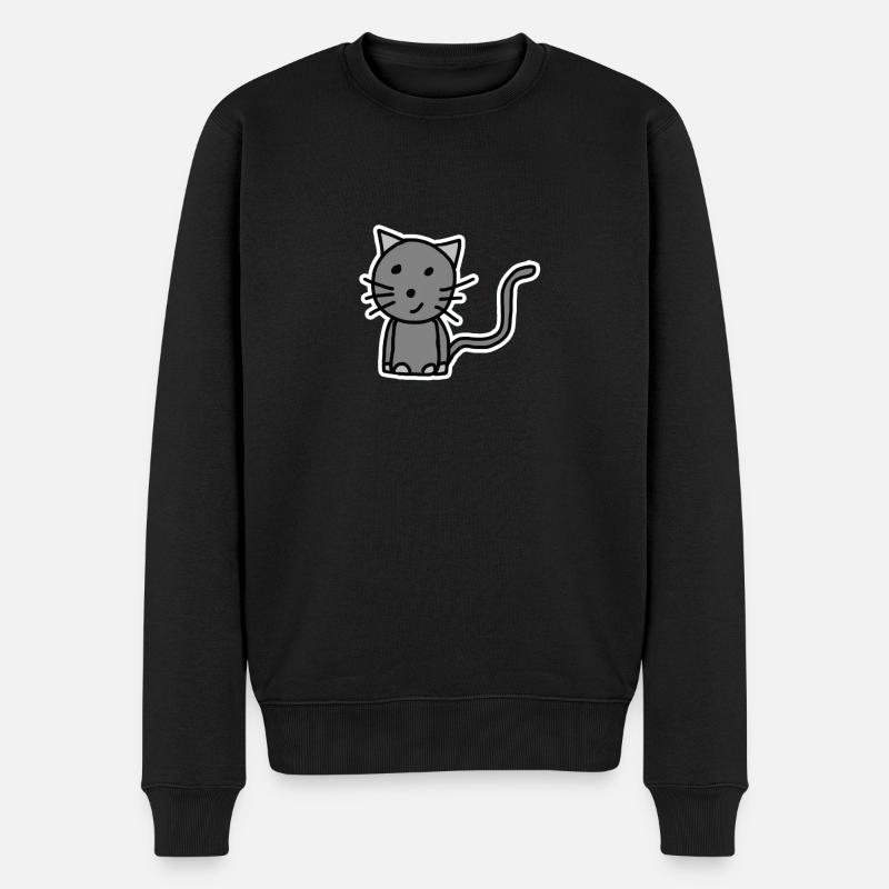 Katze - Männer Premium Bio Pullover - Schwarz