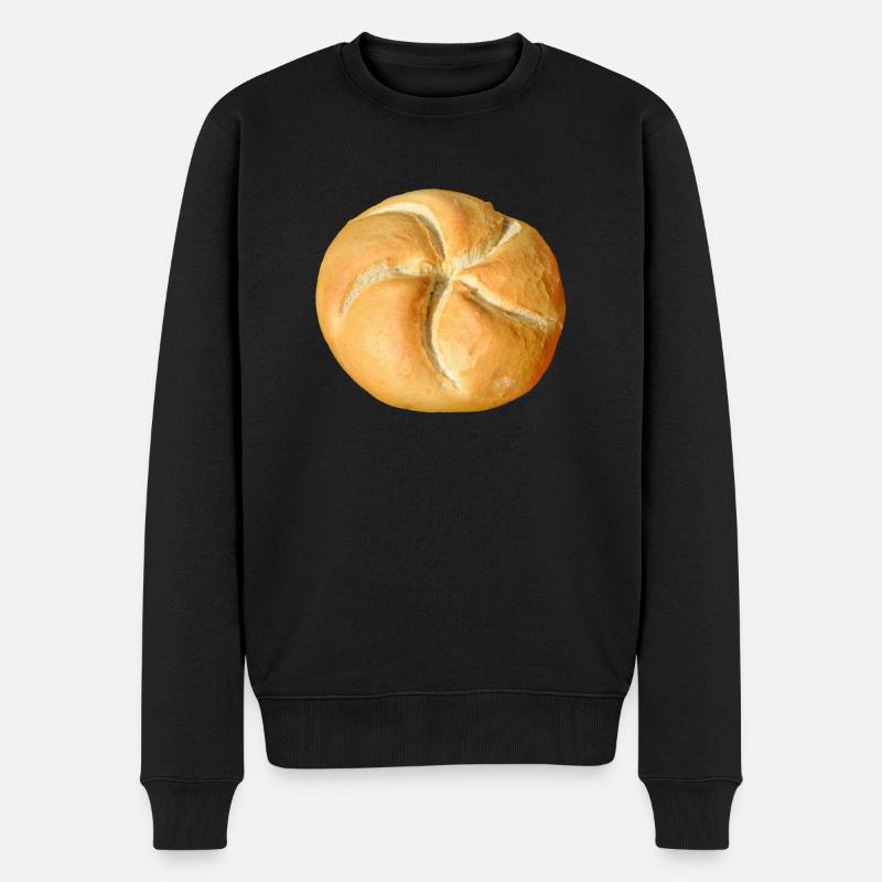 brot broetchen crossaint baecker baguette bread bu - Männer Premium Bio Pullover - Schwarz