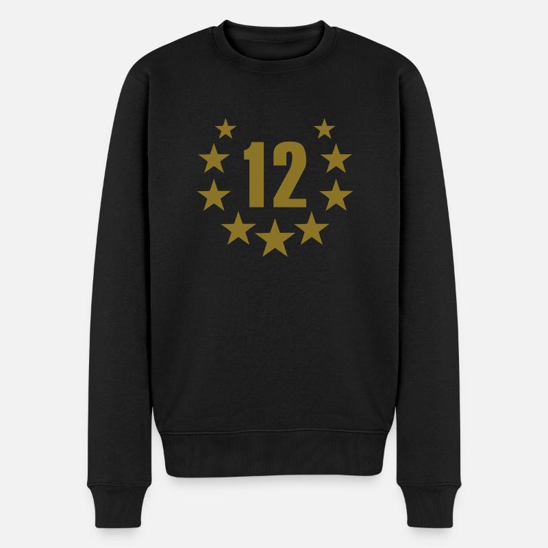12 deluxe - Männer Premium Bio Pullover - Schwarz