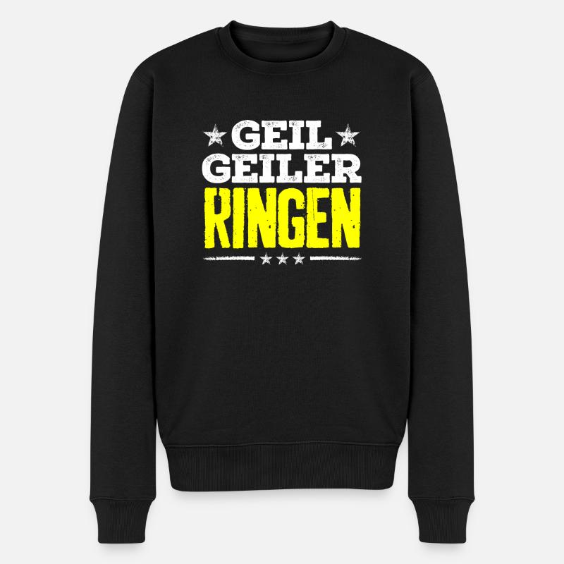 ringen - geil - Männer Premium Bio Pullover - Schwarz