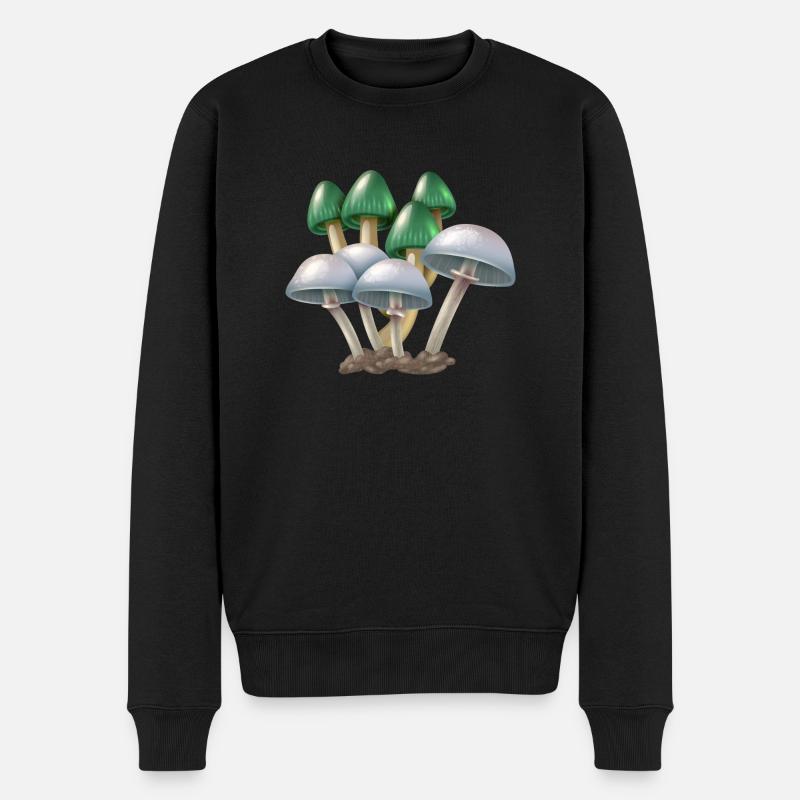 shrooms mashrooms pilze - Männer Premium Bio Pullover - Schwarz