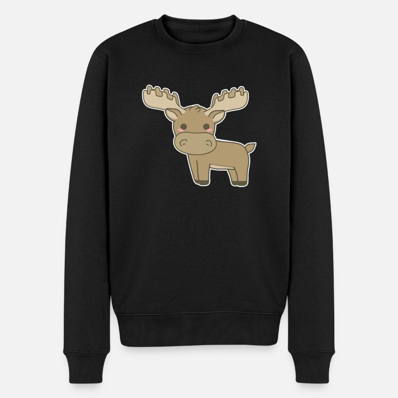 Elch - Männer Premium Bio Pullover - Schwarz