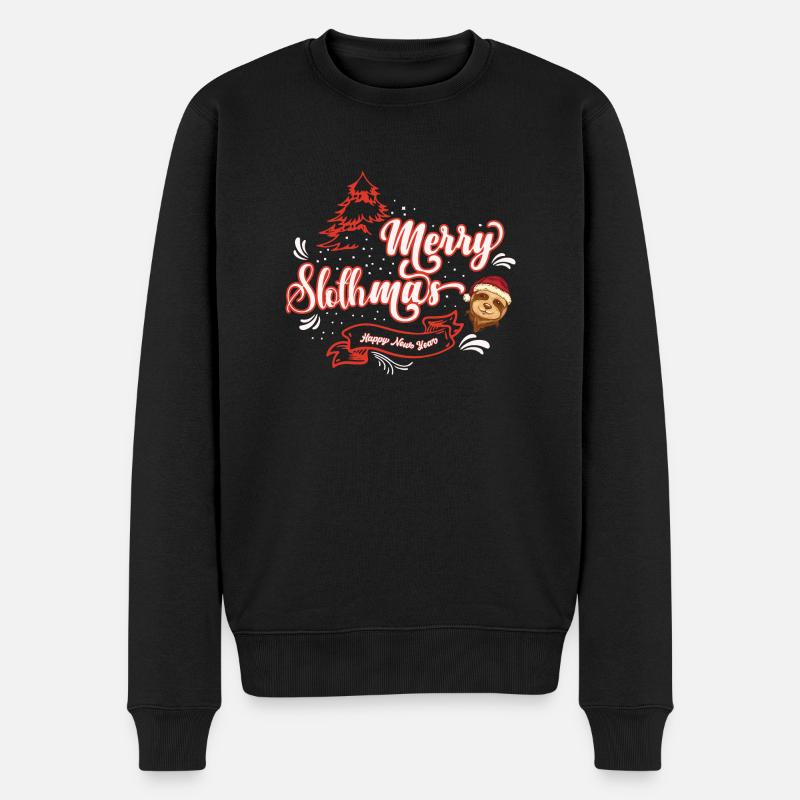 Merry slothmas 2023 - Männer Premium Bio Pullover - Schwarz