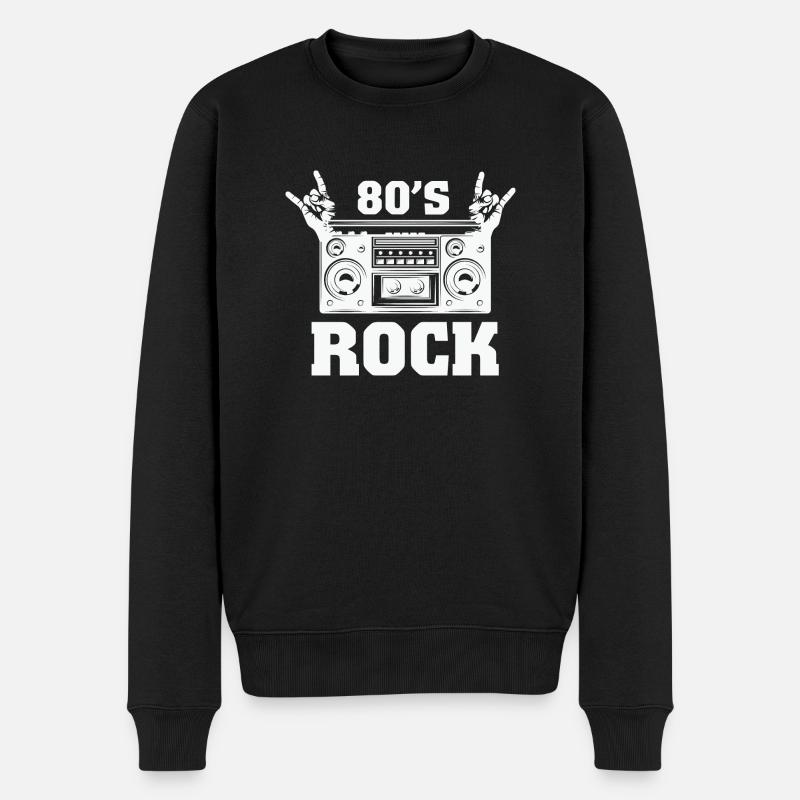 Rock and Roll 80's - Musikband - Männer Premium Bio Pullover - Schwarz