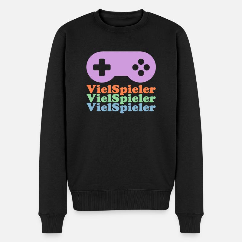 Viel-Spieler - Männer Premium Bio Pullover - Schwarz