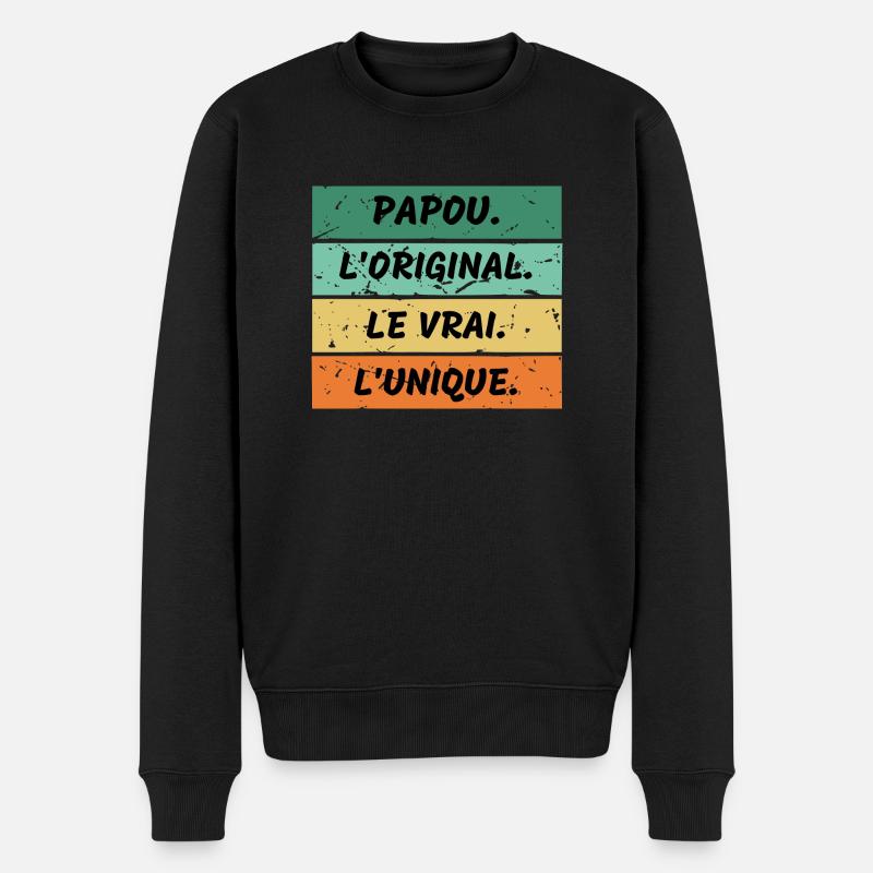 Papou Rétro. - Pull Premium bio Homme - noir