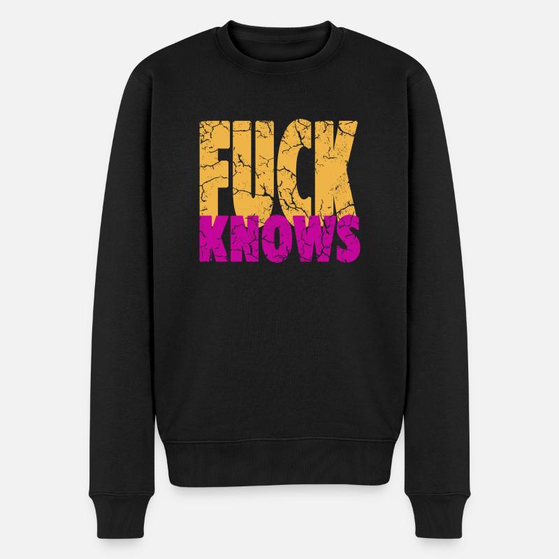 Fuck Knows Distressed - Männer Premium Bio Pullover - Schwarz