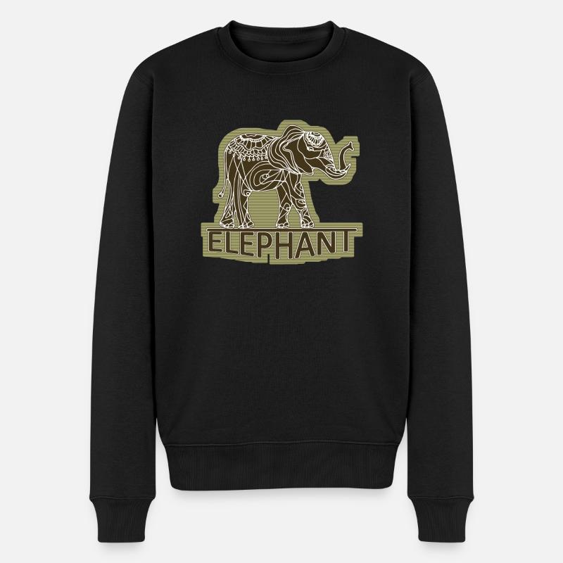 Elefant - Männer Premium Bio Pullover - Schwarz