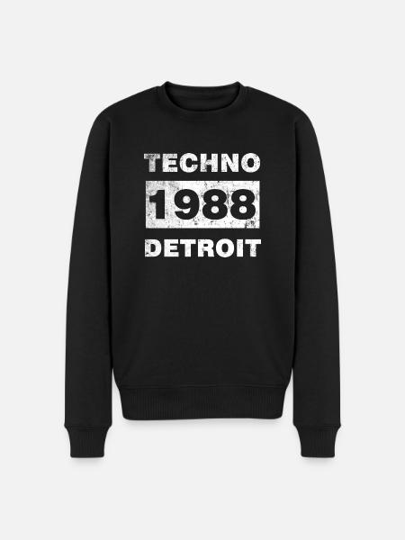 TECHNO MUSIC WHITE - Men's Premium Organic Jumper - black