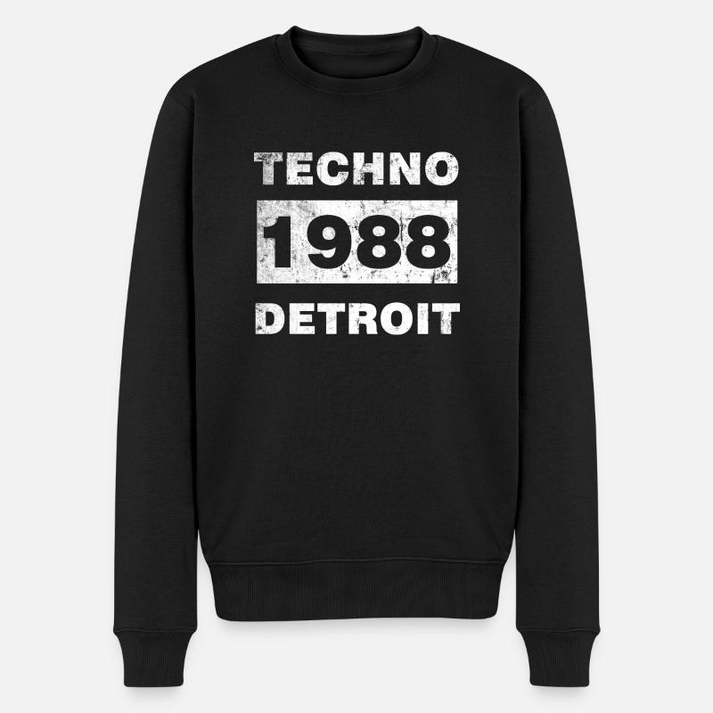 MUSIQUE TECHNO BLANC - Pull Premium bio Homme - noir