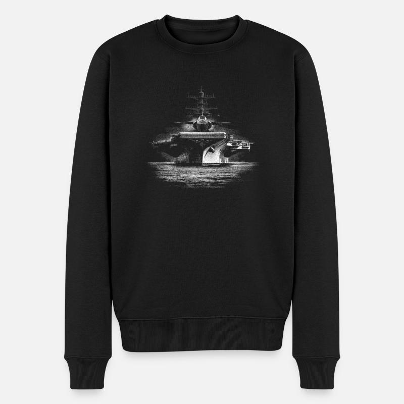 Realistischer Flugzeugträger - Männer Premium Bio Pullover - Schwarz