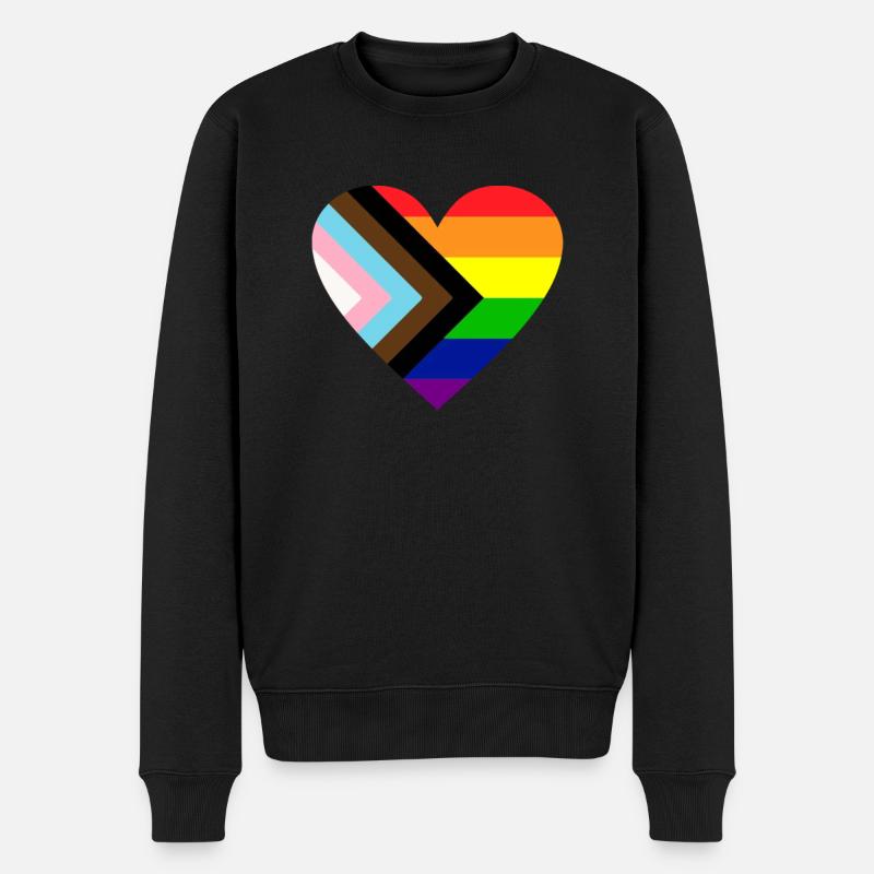 LGBTQ+ HERZ PRIDE - Männer Premium Bio Pullover - Schwarz