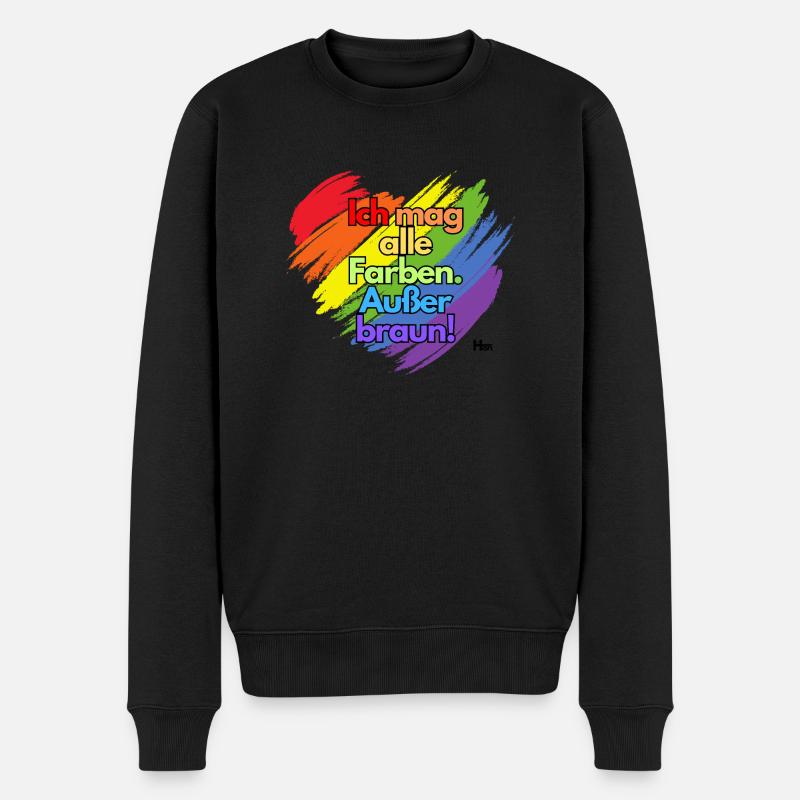 Ich mag alle Farben außer braun - Männer Premium Bio Pullover - Schwarz