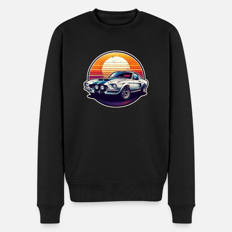Oldtimer Sonnenuntergang - Männer Premium Bio Pullover - Schwarz