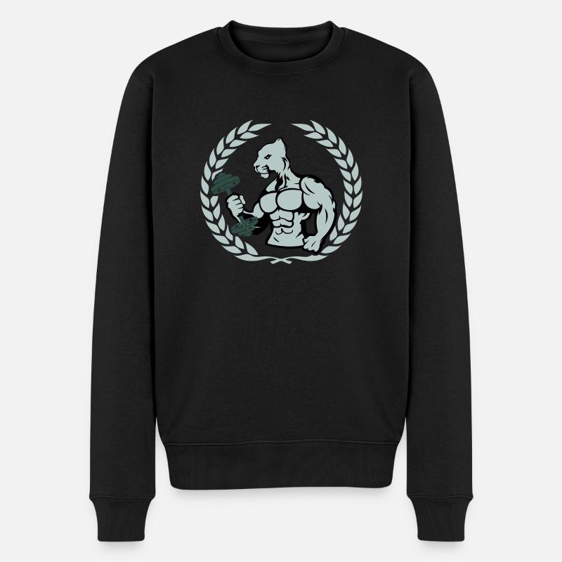 bodybuilder jaguar - Männer Premium Bio Pullover - Schwarz