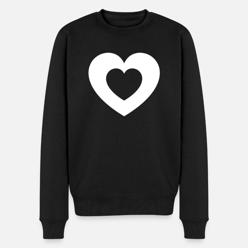 2 Herzen - Männer Premium Bio Pullover - Schwarz