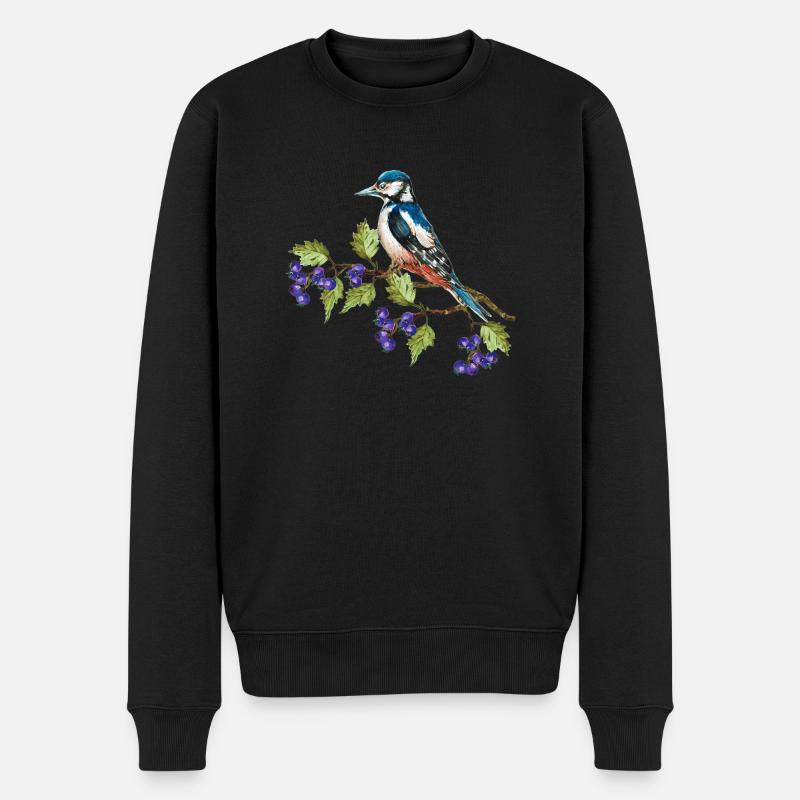 Bunter Vogel - Männer Premium Bio Pullover - Schwarz