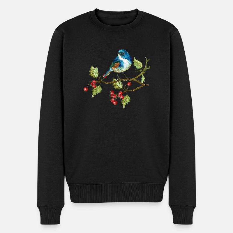 Bunter Vogel - Männer Premium Bio Pullover - Schwarz