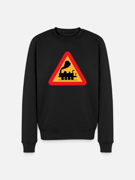 Train Warning Sign - Men's Premium Organic Jumper - black