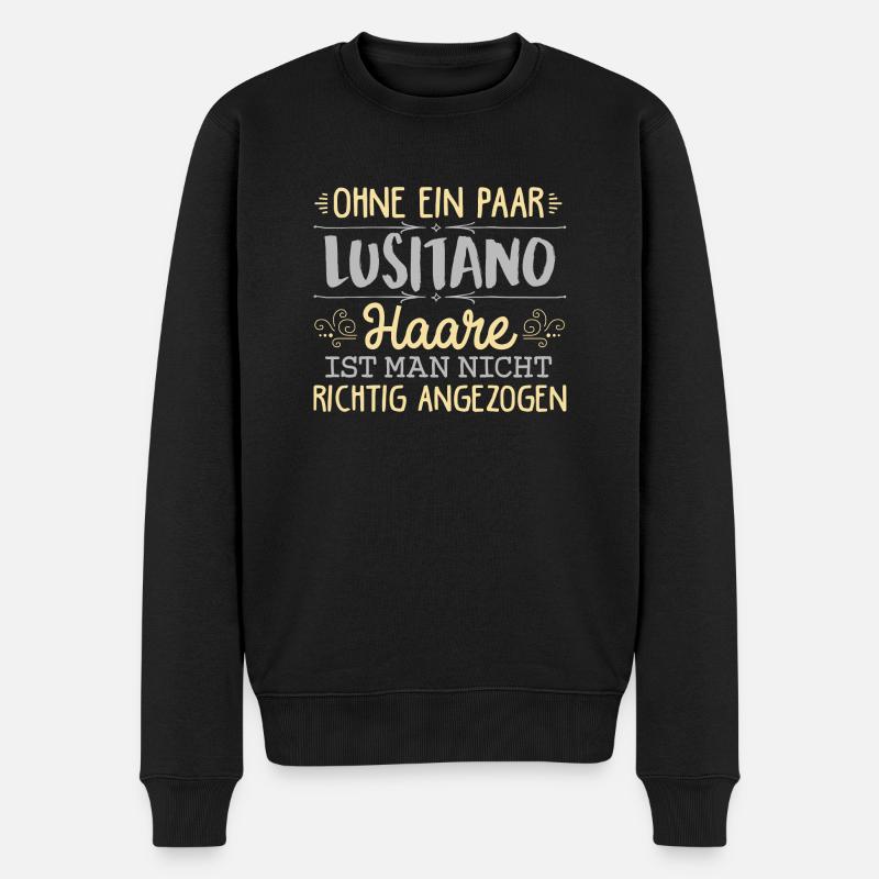LUSITANO Haare gehören dazu - Männer Premium Bio Pullover - Schwarz