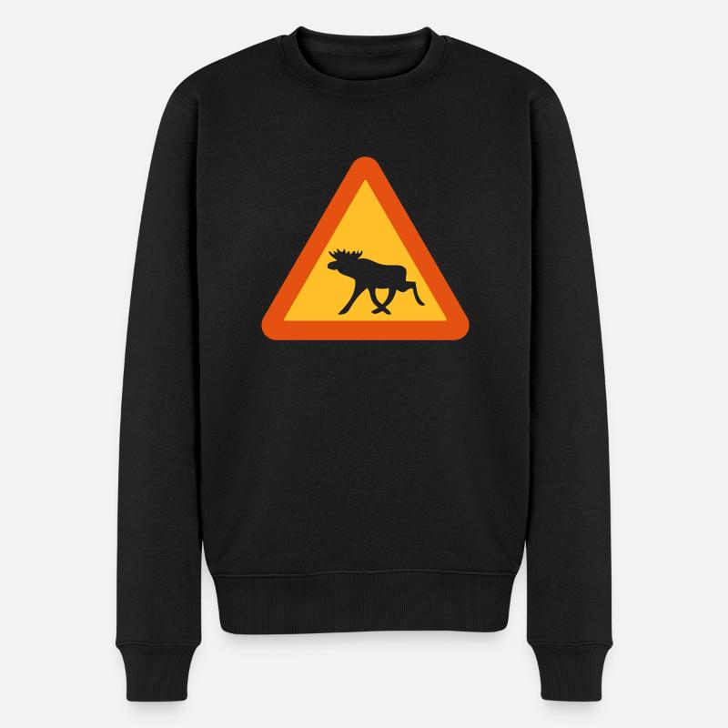 Vorsicht Elche! - Männer Premium Bio Pullover - Schwarz
