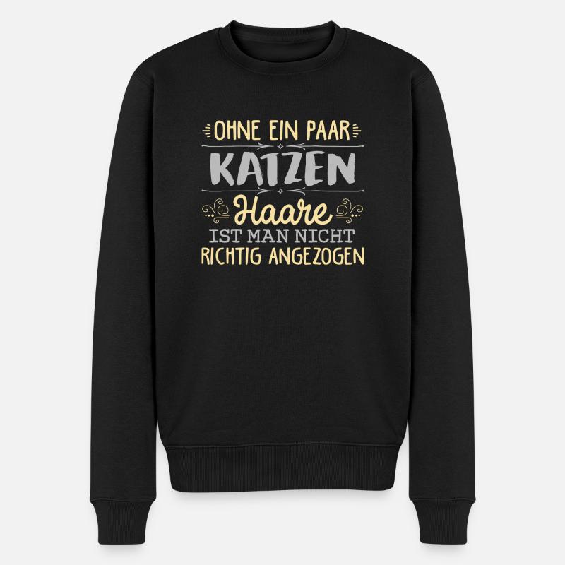 KATZEN - ohne Haare - Männer Premium Bio Pullover - Schwarz