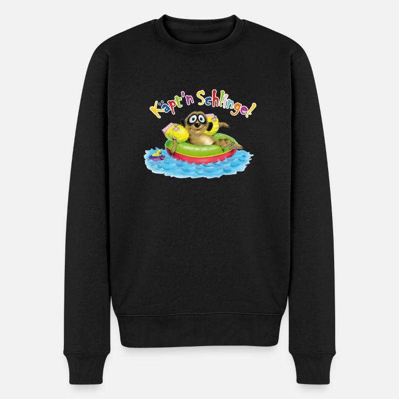 Käpt'n Schlingel - Männer Premium Bio Pullover - Schwarz