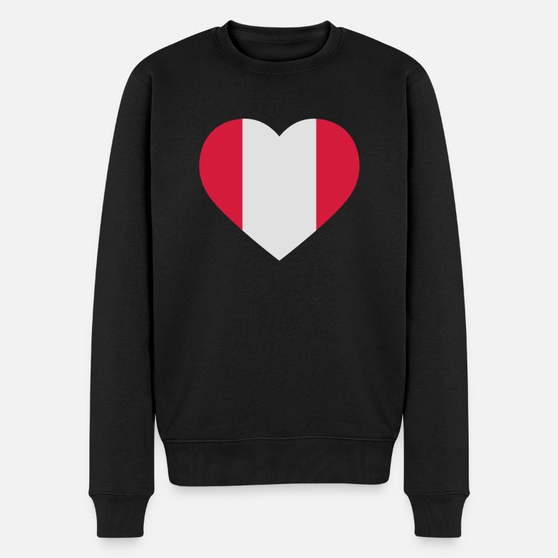 Drapeau Coeur du Pérou - Pull Premium bio Homme - noir