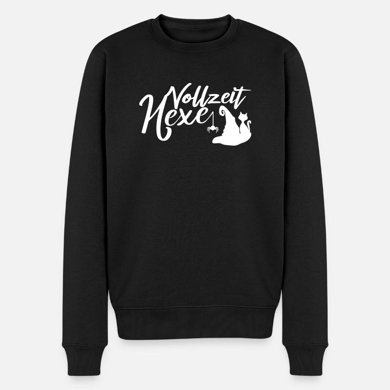 Vollzeit Hexe Lustiger Spruch Hexen - Männer Premium Bio Pullover - Schwarz
