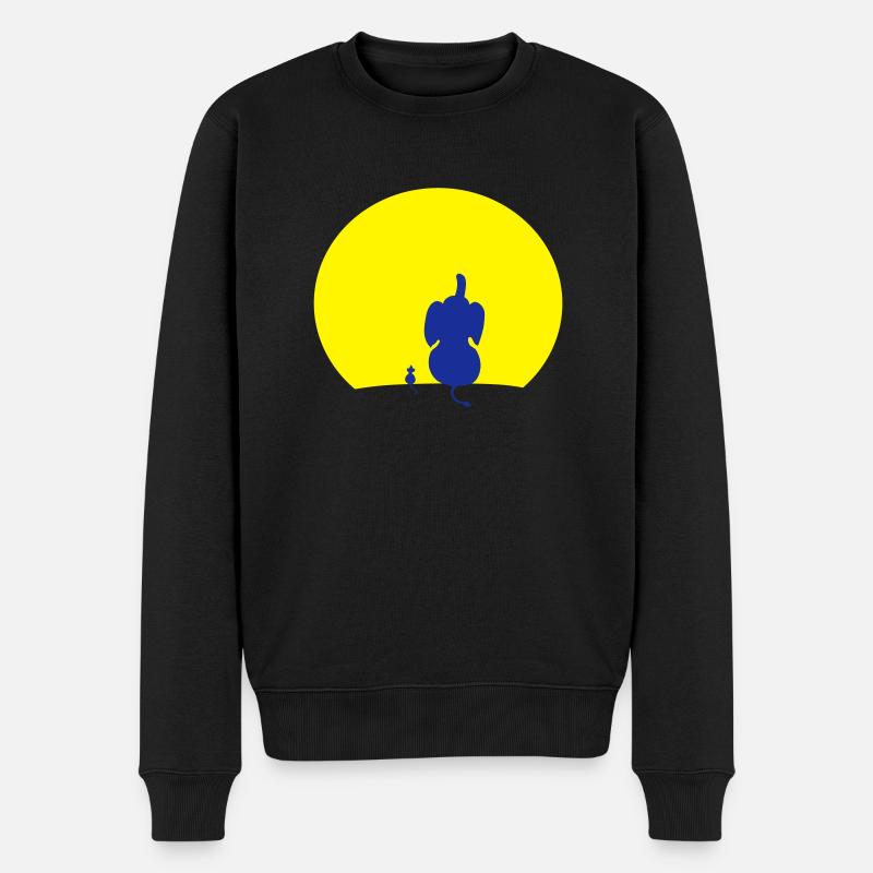 elefant mouse moon - Männer Premium Bio Pullover - Schwarz
