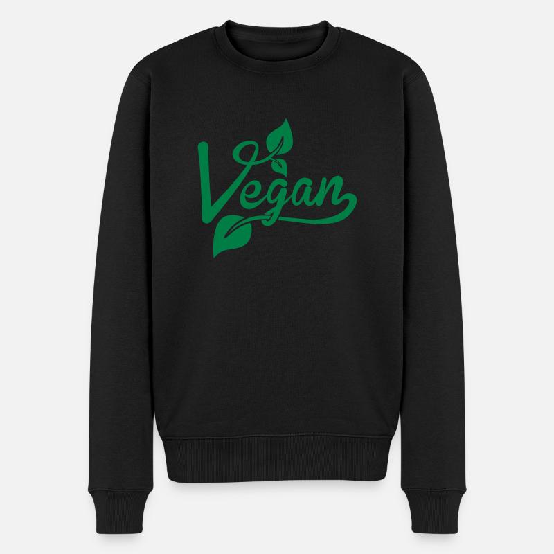 vegan - Männer Premium Bio Pullover - Schwarz