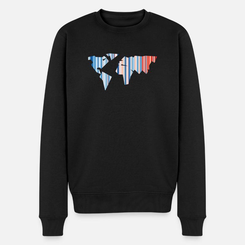 Weltkarte - Klimawandel - Warming Stripes - Erde - Männer Premium Bio Pullover - Schwarz