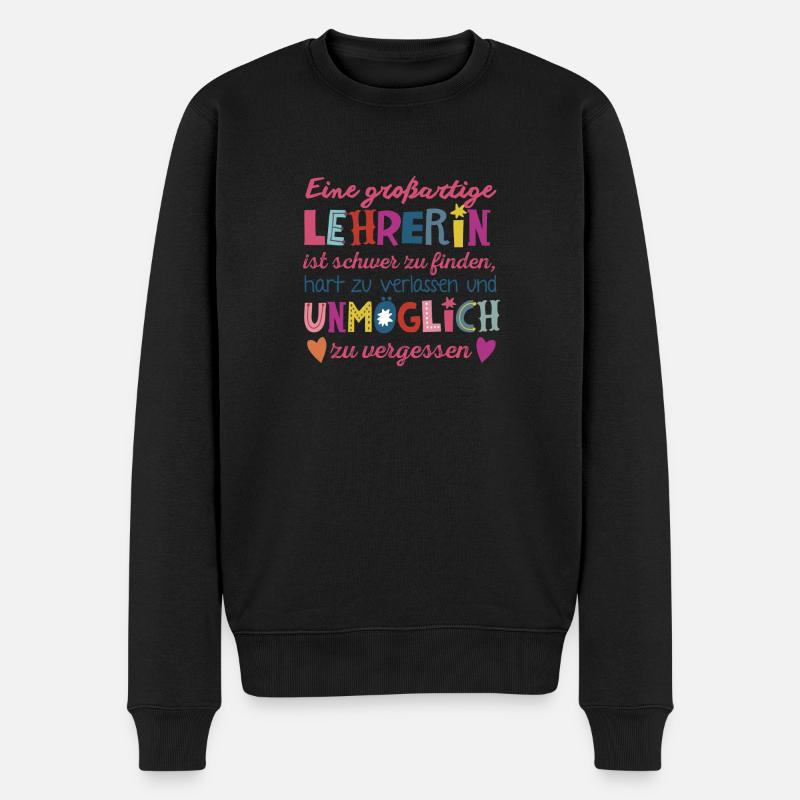 Großartige Lehrerin - Männer Premium Bio Pullover - Schwarz