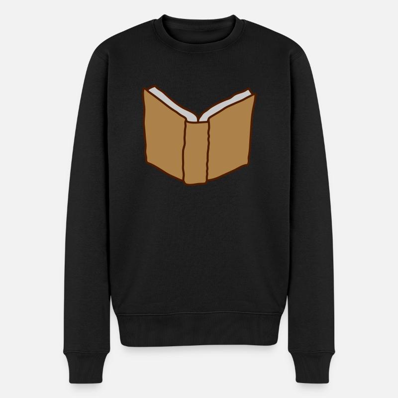 Offenes Buch von hinten - Männer Premium Bio Pullover - Schwarz