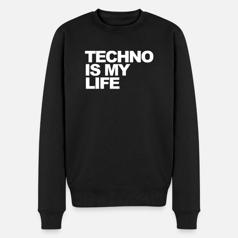 Techno ist mein Lebensgeschenk - Männer Premium Bio Pullover - Schwarz